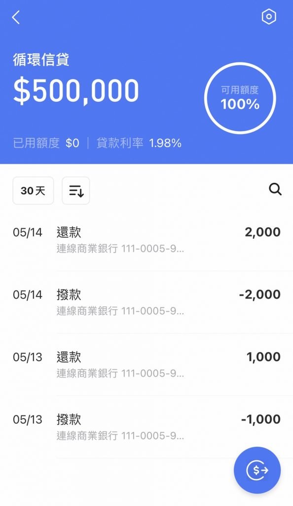 LINE Bank 臨用金 循環信貸
